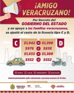 Gobierno del Estado ajusta costos de licencias tipo C y D