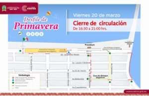 Anuncian cierre del malecón por Desfile Infantil de la Primavera 2026 en Coatzacoalcos