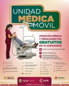 Unidad Médica Móvil brindará consultas y medicamentos gratuitos en Coatzacoalcos