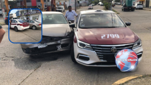 Particular choca contra taxi en la colonia María de la Piedad de Coatzacoalcos