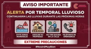 Ayuntamiento de Coatzacoalcos emite alerta por temporal lluvioso y pide extremar precauciones