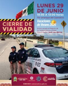 Anuncian cierre temporal de vialidad en el Malecón por arranque del Operativo Vacaciones de Verano 2026