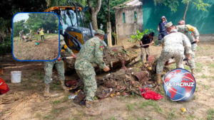 Militares realizan limpieza preventiva en canal pluvial de Agua Dulce ante temporada de lluvias