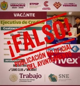 Ayuntamiento de Coatzacoalcos alerta sobre vacante falsa que circula en redes sociales