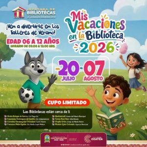 Ayuntamiento de Coatzacoalcos abre inscripciones para el programa “Mis Vacaciones en la Biblioteca 2026”