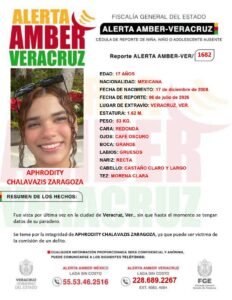 Activan Alerta Amber por desaparición de adolescente en Veracruz