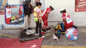 Obrero cae de cinco metros mientras reparaba tienda en el centro de Coatzacoalcos
