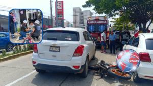 Motociclista acaba en el hospital tras fuerte choque en Coatzacoalcos
