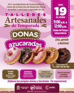 Ayuntamiento de Coatzacoalcos invita a taller gratuito de donas azucaradas