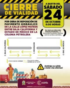Cerrarán tramo de la calle López Mateos por trabajos de pavimentación en Coatzacoalcos