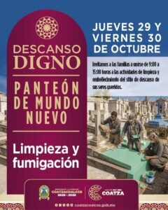 Invitan a familias a jornada de limpieza y fumigación en Panteón de Mundo Nuevo